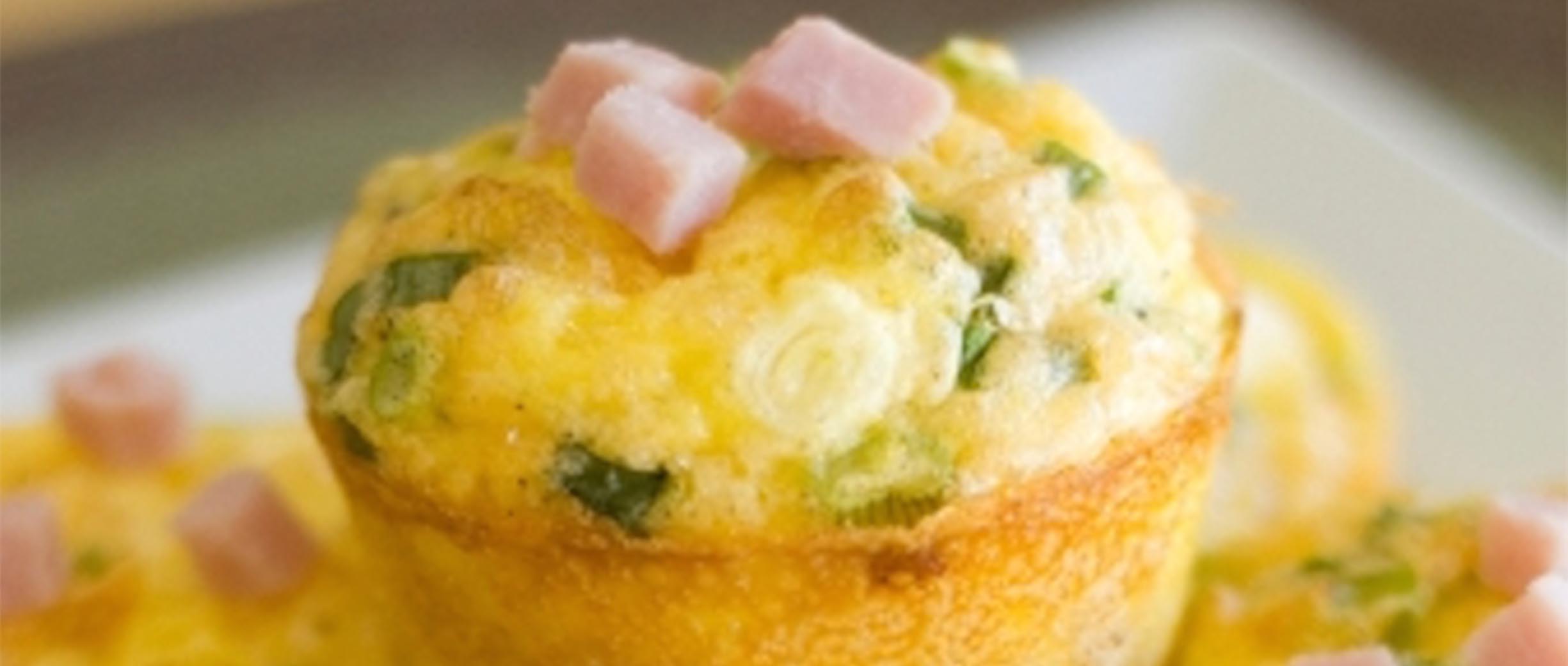 Cheese, Egg, Ham & Tomato Muffins