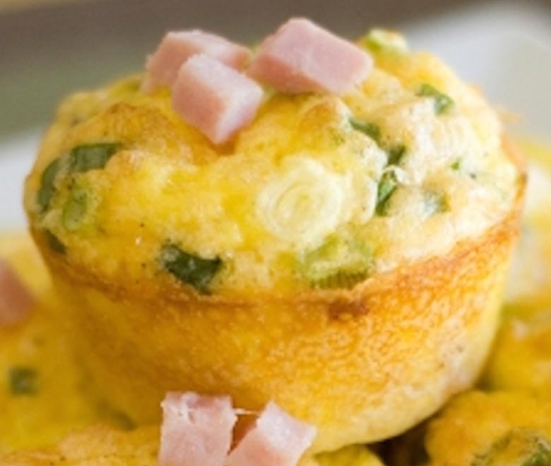 Cheese, Egg, Ham & Tomato Muffins