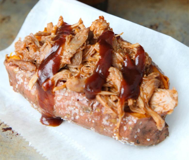 Slow Cooker Pork-Stuffed Sweet Potatoes