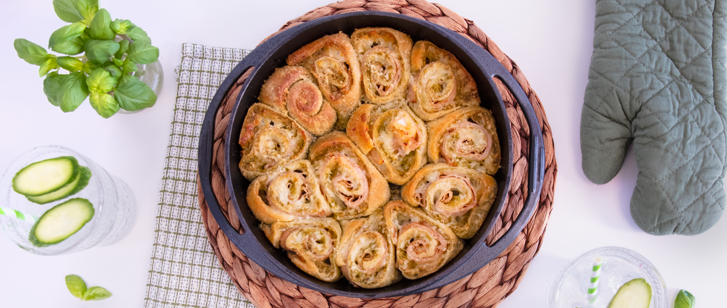 Rotisserie Turkey, Pesto and Mozzarella Rolls