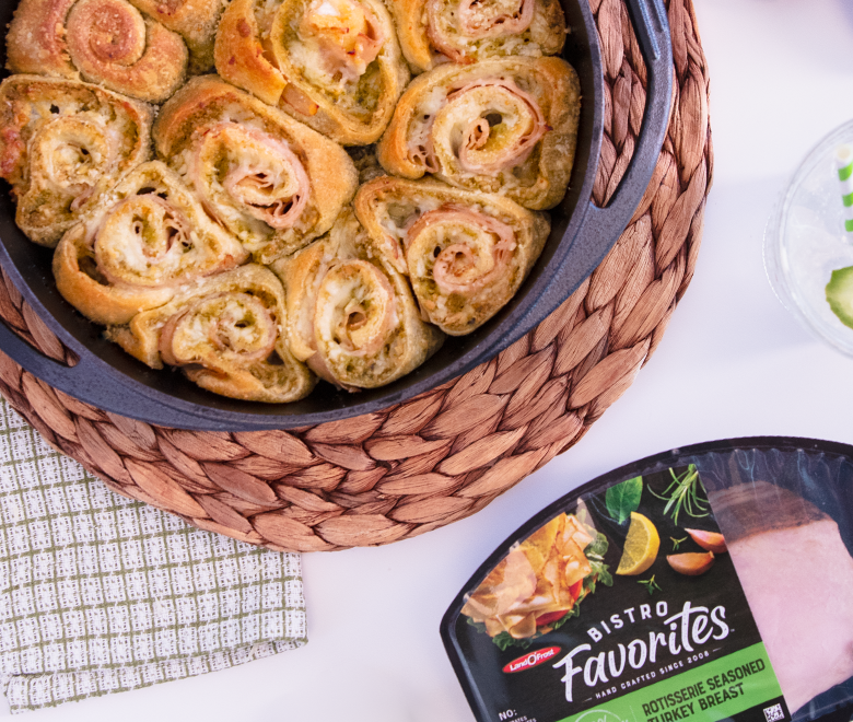 Rotisserie Turkey, Pesto and Mozzarella Rolls